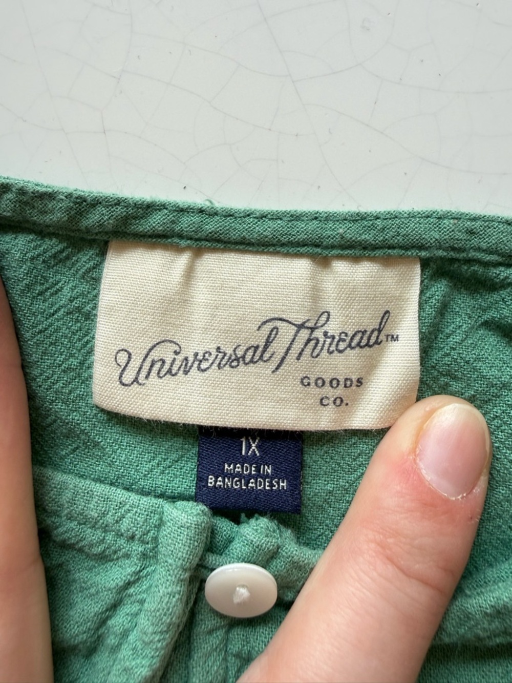 Universal Thread Green 100% Cotton Button Down Dress Sz 1X Boho Pockets Ruffle - Picture 2 of 11